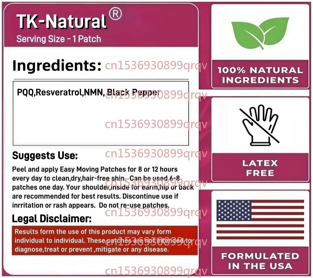 30 Patches 4-in-1 NMN Transdermal Patches Complex with PQQ & Resveratrol - Supports Cellular Energy & NAD+ Level