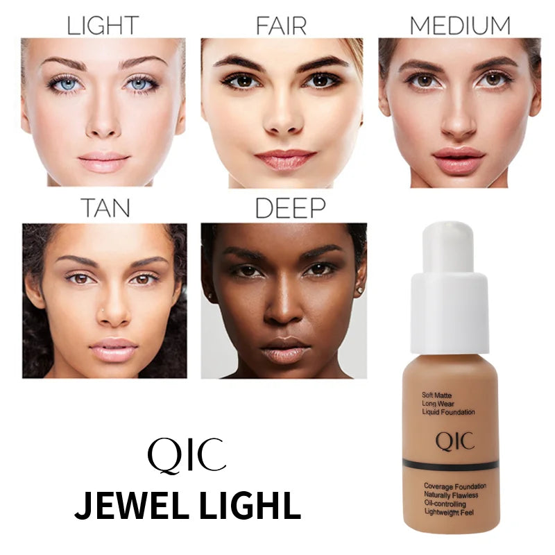 Tidesmit liquid foundation texture close-up showing oil-control matte finish and full coverage waterproof formula