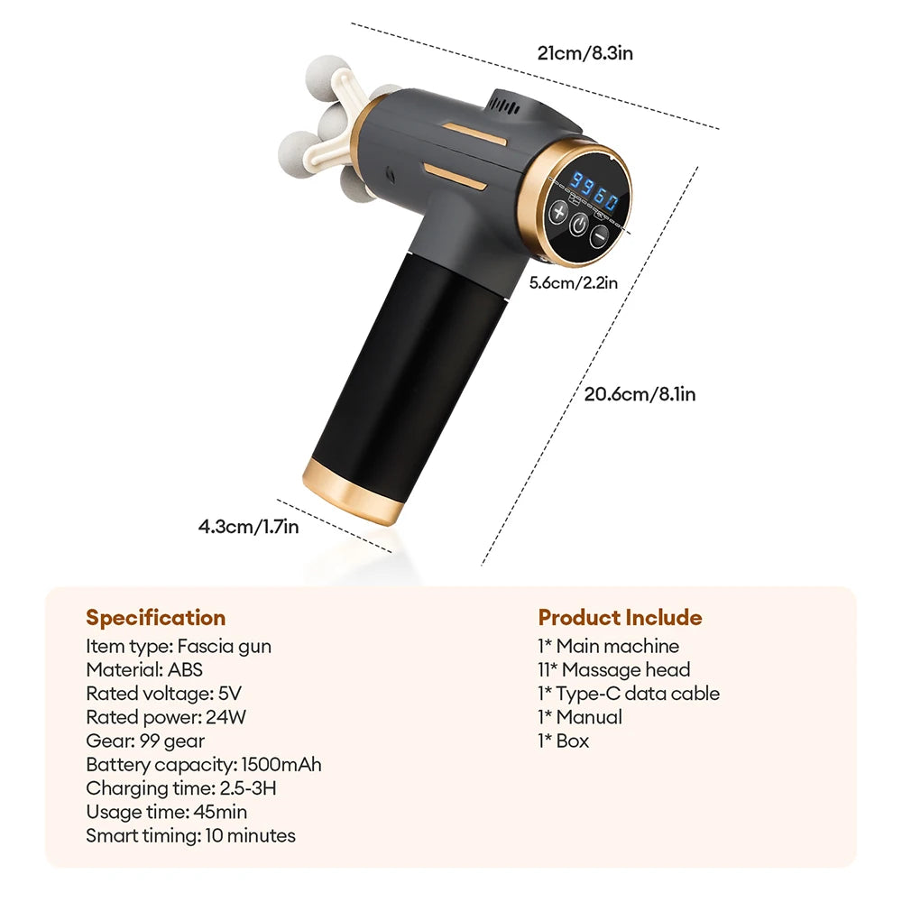 Electric Massage Gun | 99 Speed Deep Tissue Muscle Massager Back Massage Instrument Tidesmit