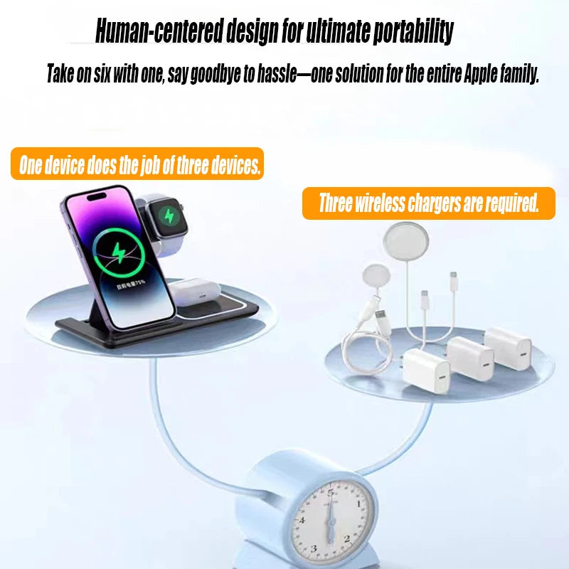 3-in-1 Foldable Wireless Charger - Qi Certified Multi-Device Station Tidesmit