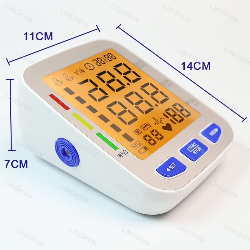 English/Spanish Voice Large Display Screen Rechargeable Automatic Tonometer Arm Blood Pressure Monitor Digital Tensiometer