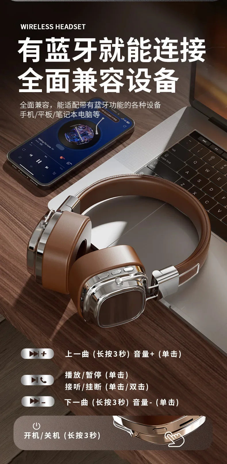 Wireless Headphones with Retro HIFI Sound - Tidesmit C Model Tidesmit