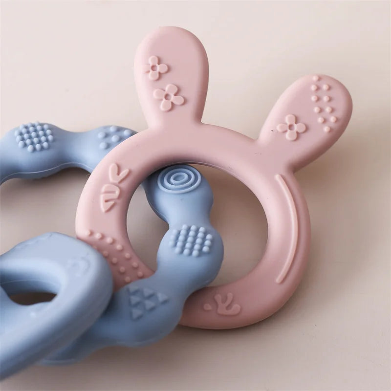 Baby Silicone Rabbit Bracelet Teether Toys BPA Free Nursing Teething Toys Food Grade Silicone Newborn Teething Toys Baby Gift