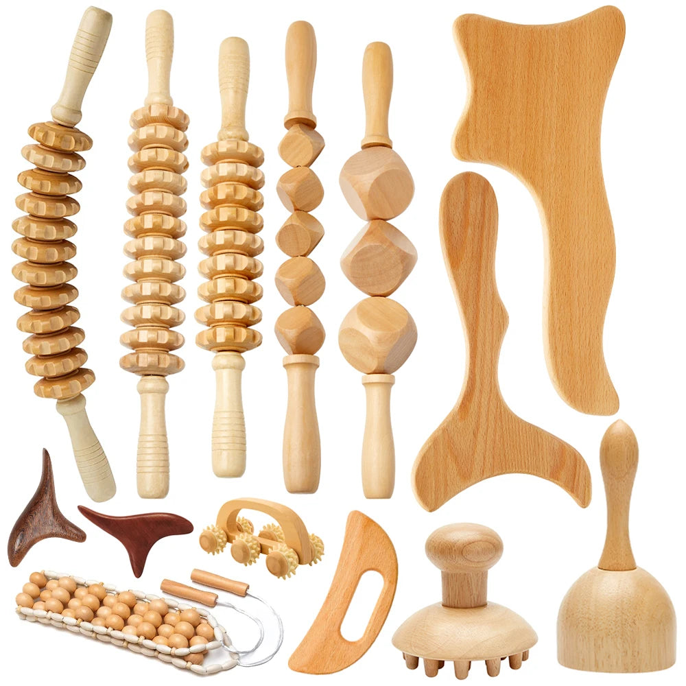 Wooden Lymphatic Drainage Massager Tool for Targeted Body Contouring Back Massage Instrument Tidesmit
