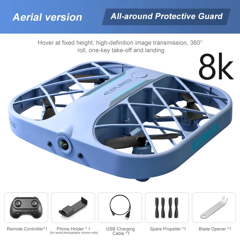 Mini Foldable Camera Drone with 8K Resolution - Portable RC Quadcopter 8K camera blue Tidesmit