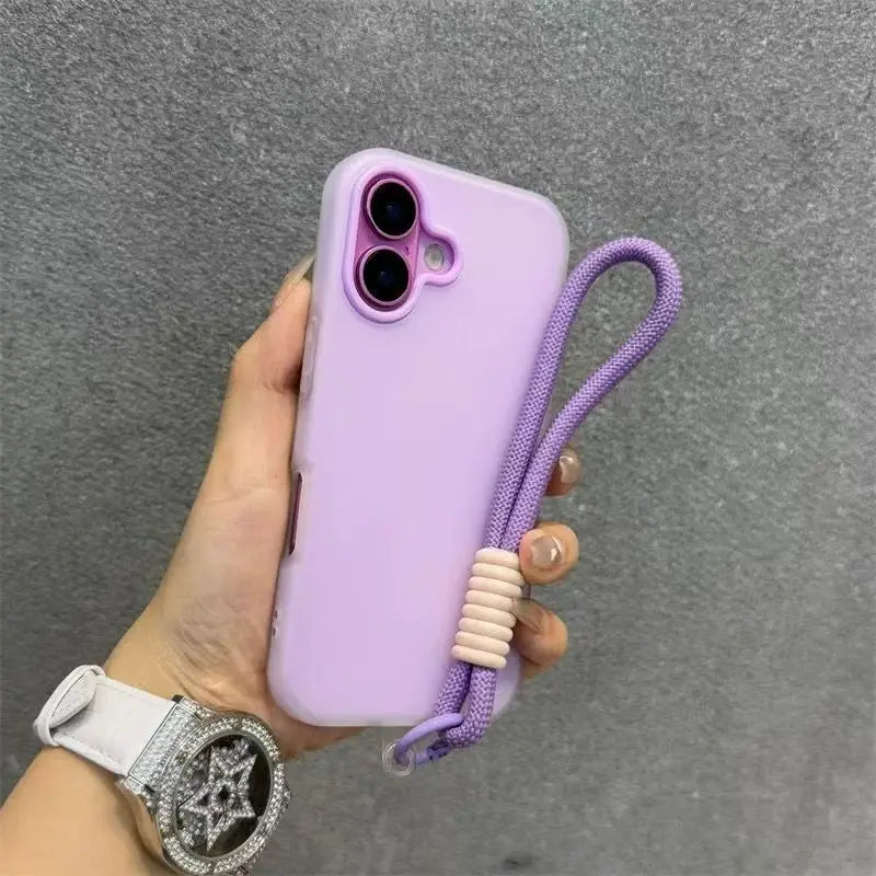 iPhone 15 Pro Max Matte Case with Wrist Strap - Slim Shock-Absorbing Cover Purple iPhone 15 Pro Max Tidesmit