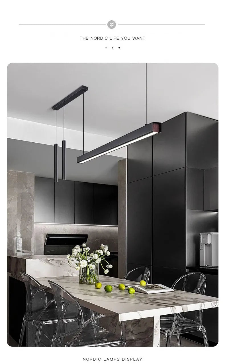Modern Minimalist LED Ring Light | Nordic Linear Dining Chandelier Tidesmit