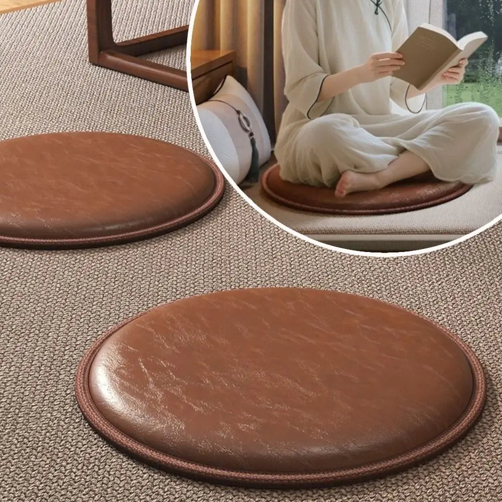 Zafu Thick Leather Cushion Non-Slip Soft Round Sitting Seat Pad Waterproof 35/40cm Dining Chair Pad Meditation