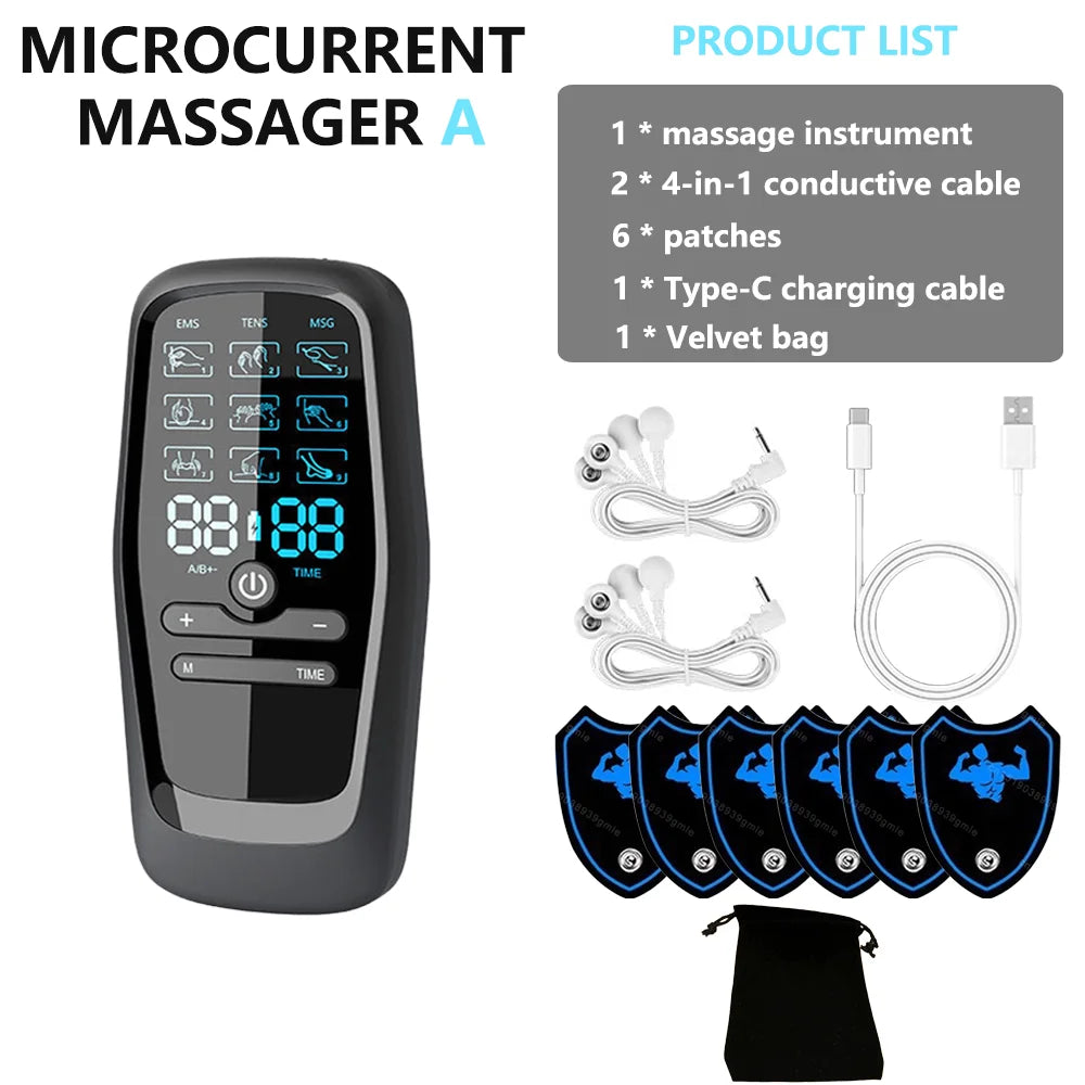 TENS Muscle Stimulator for Back Pain Relief | Portable Electric Massager Back Massage Instrument Set A Tidesmit