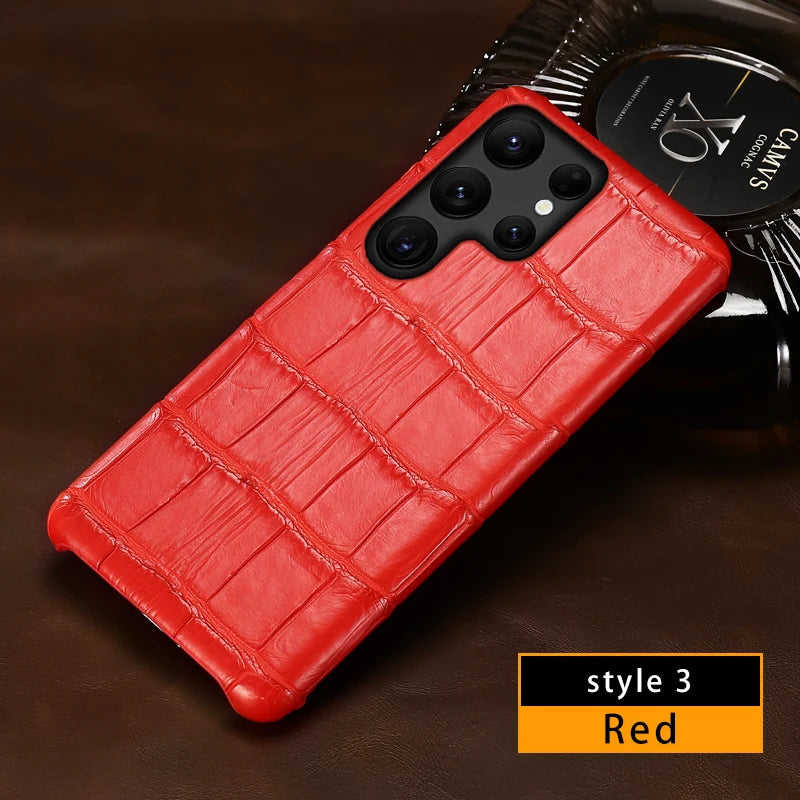 Samsung Galaxy S25 Ultra Leather Case - Slim Military-Grade Protection red 3 Tidesmit