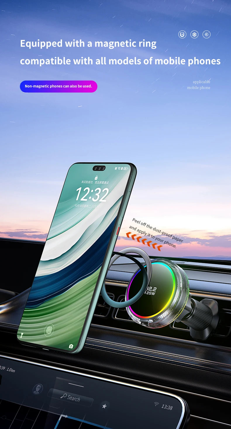 Tidesmit 25W Magnetic Wireless Car Charger - Qi Certified Fast Charging Tidesmit