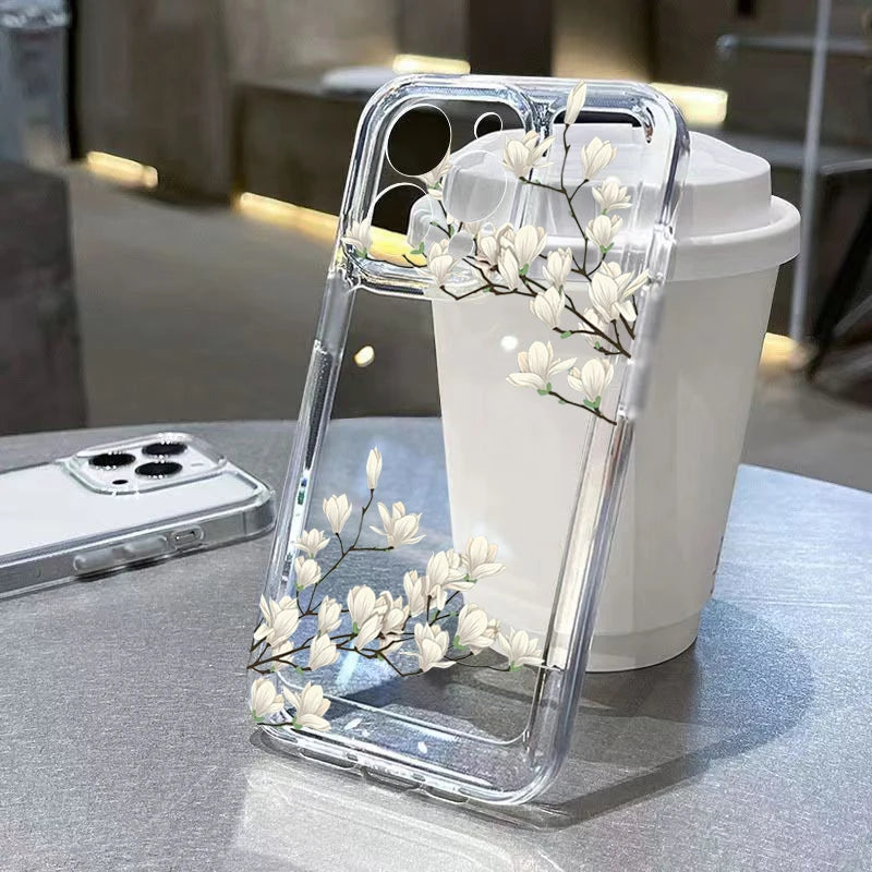 Redmi Note 14 Clear Case | Jasmine Floral Shock-Absorbing Slim Fit Cover Tidesmit