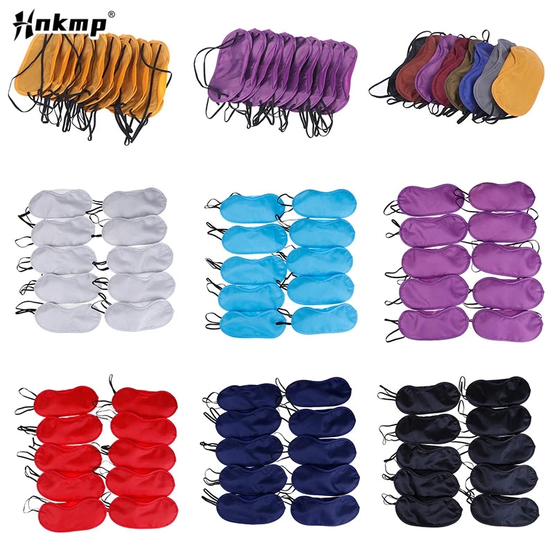 10Pcs Eye Cover Imitated Silk Sleep Eye Mask Sleeping Padded Eye Masks Shade Patch Women Men Blindfold Travel Sleepmasker