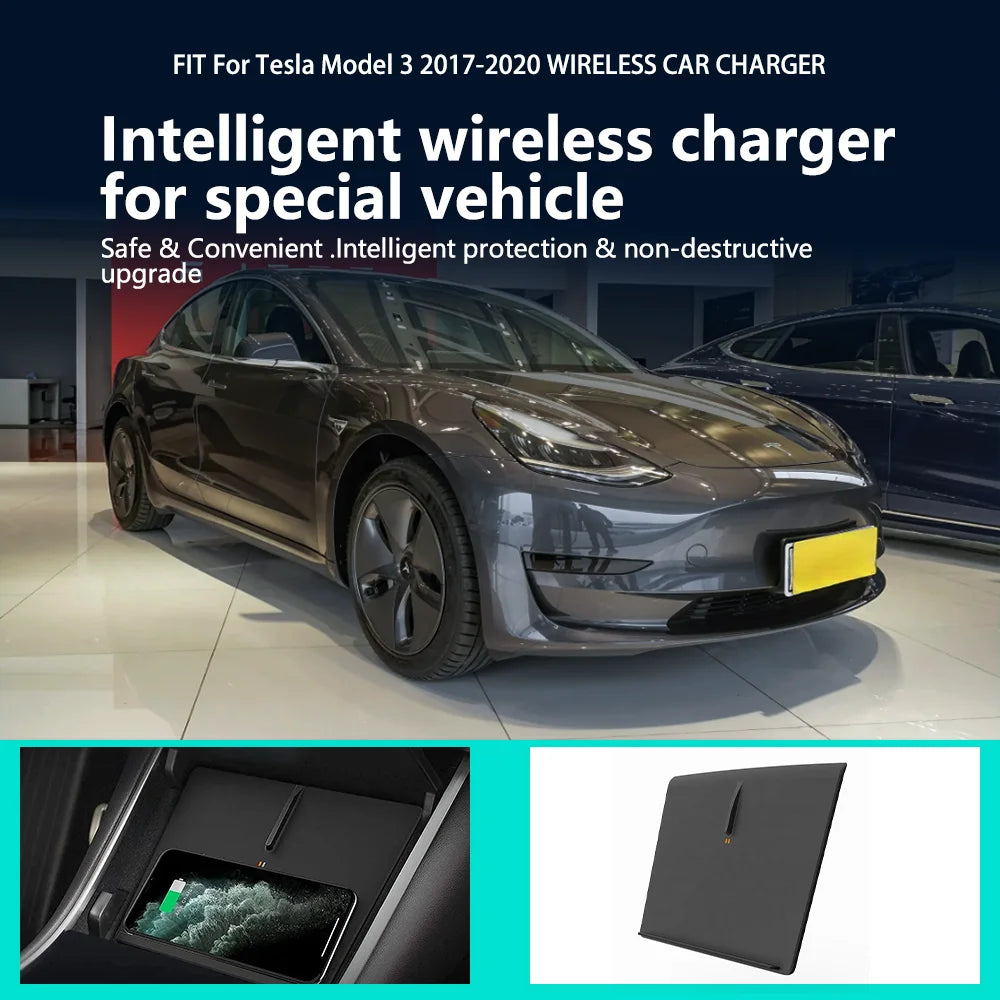 Wireless Charger for Tesla Model 3 2017-2020 | 15W Fast Qi Charging Pad Tidesmit