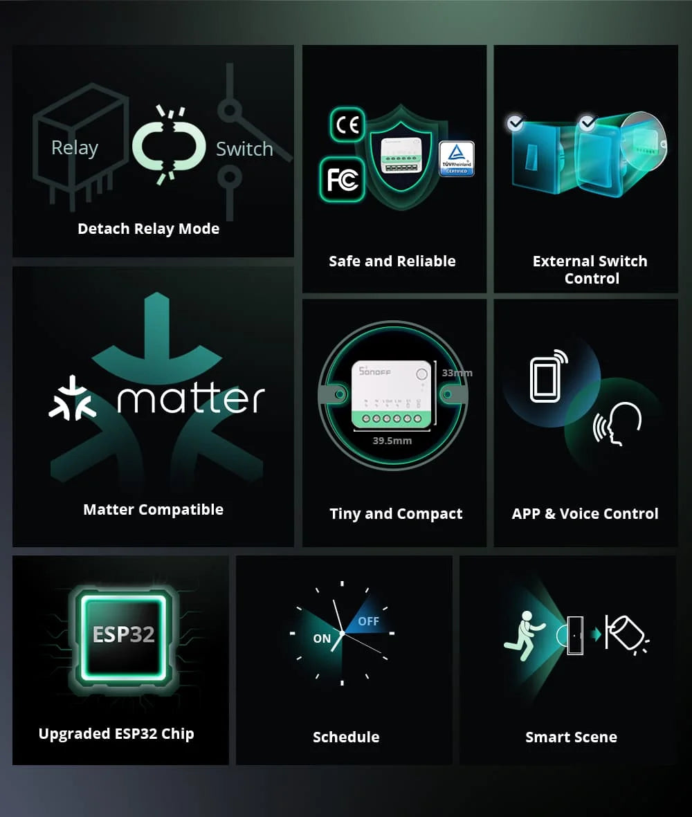 Matter Smart Switch - WiFi Home Automation Module for Energy Saving Tidesmit