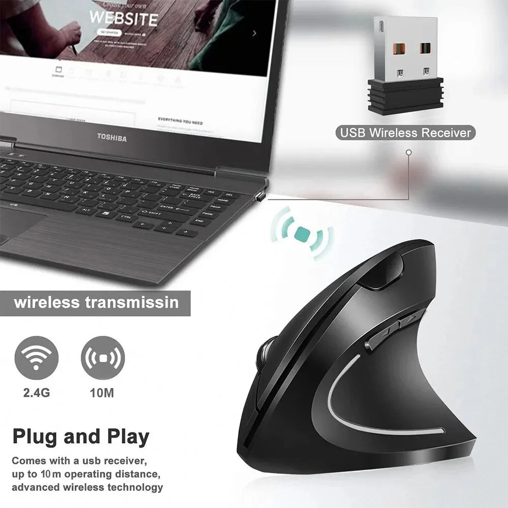 Ergonomic Wireless Dry Battery Mouse 2.4G Right Hand Mouse Distance Transmission Gaming Mouse For Huawei Xiaomi Notebook Macbook
