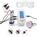 White BEEMY RF cavitation slimming machine with digital display, handheld probes, stand, and EU power cord.