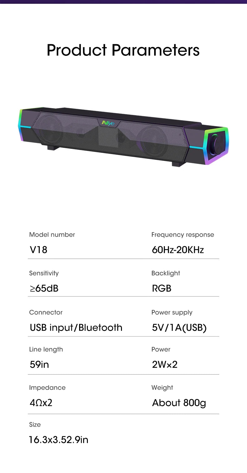 Computer Soundbar Bluetooth Speaker - 4D Surround Sound System Tidesmit