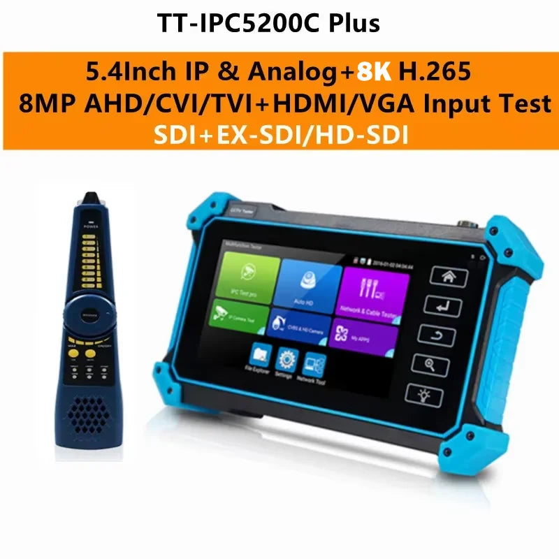 IPC-5200C Plus IP Camera Tester 5.4 inch IPS Touch Screen Monitor CCTV Tester Support AHD/CVI/TVI/SDI/CVBS/IP Camera Tester