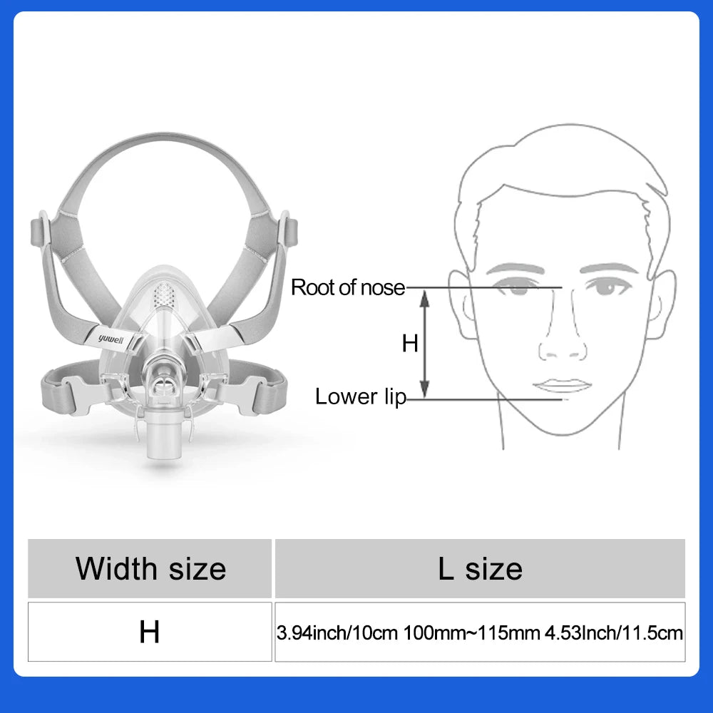 YuWell YF-02 Cpap Mask with Headgear Full Mask Auto CPAP APAP BIPAP For Medical Air Breathing Machine Sleep Apnea Anti Snoring