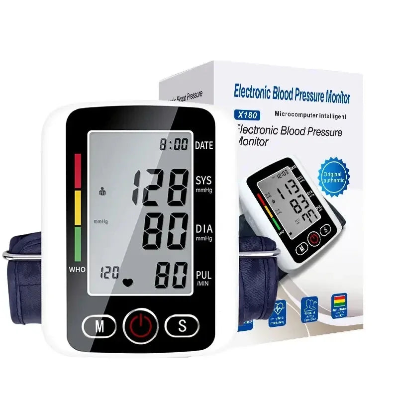 Automatic Tonometer Upper Arm Blood Pressure Monitor LCD Screen Sphygmomanometer Digital BP Monitor Medical Tensiometer Measure