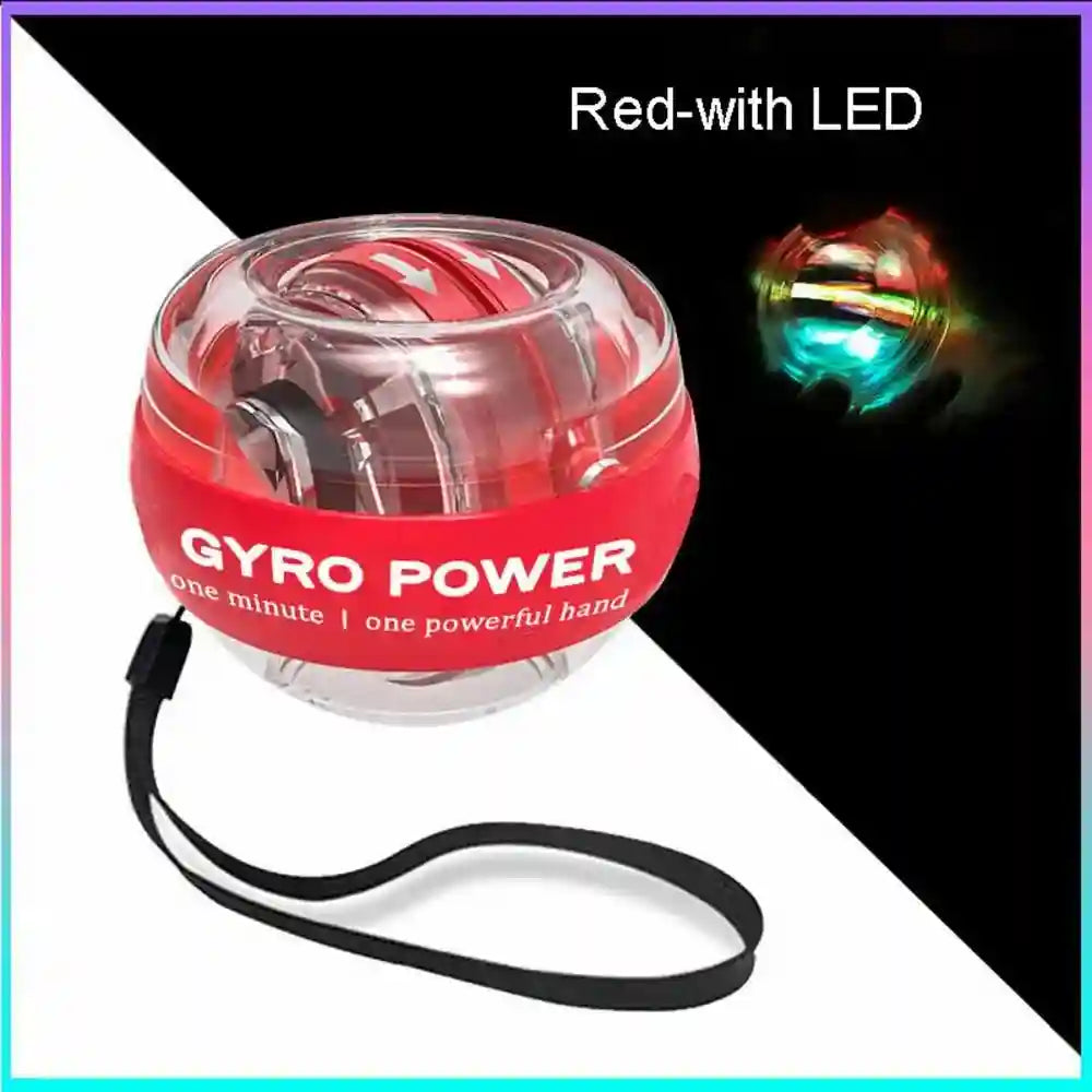 Wrist Strengthener Gyro Ball - Self-Starting Powerball for Forearm Grip Massage Roller Red-withLED Tidesmit