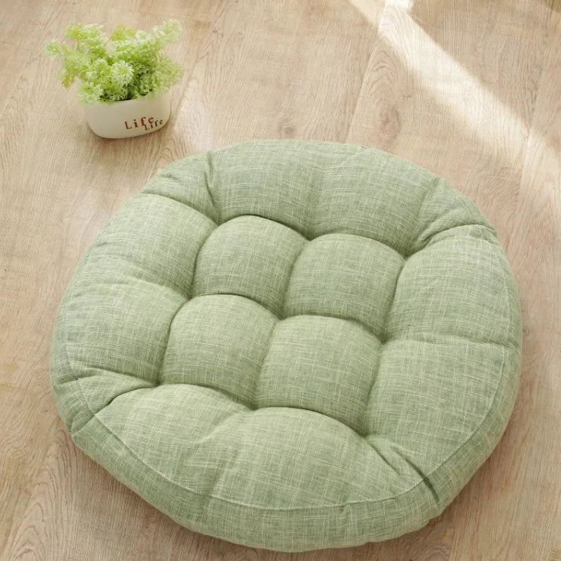 Thick Tufted Seat Cushion Natural Linen Round Floor Pillow Seating Cushion Home Décor Pouf for Meditation Yoga For Adult Kid Pad