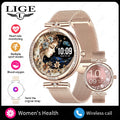 LIGE New Women Smart Watch 1.19 Inch AMOLED Full Touch Screen Sports Fitness Watches Bluetooth Call Digital Smartwatch Lady Gift