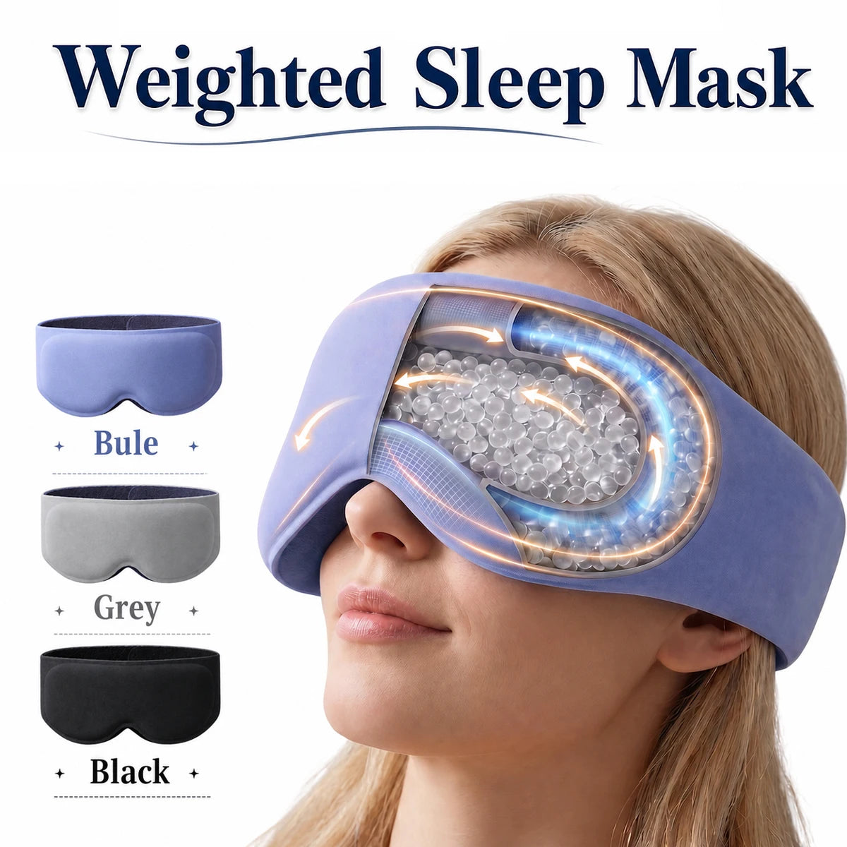3D Weighted Sleep Mask, Eye Mask for Sleep,3D Contoured Design,Gentle Micro Pressure Sleep Mask soft and breathable