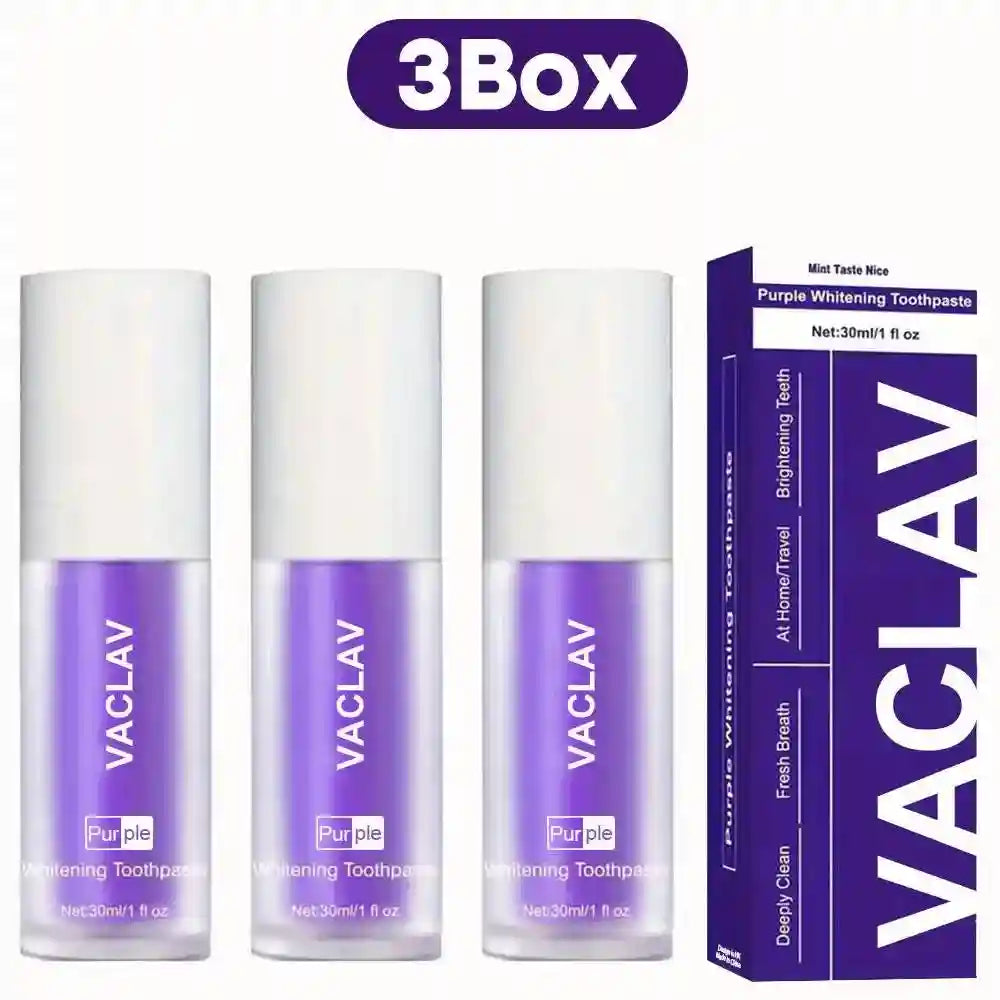 Tidesmit Vaclav purple toothpaste color corrector for teeth whitening and yellow stain removal