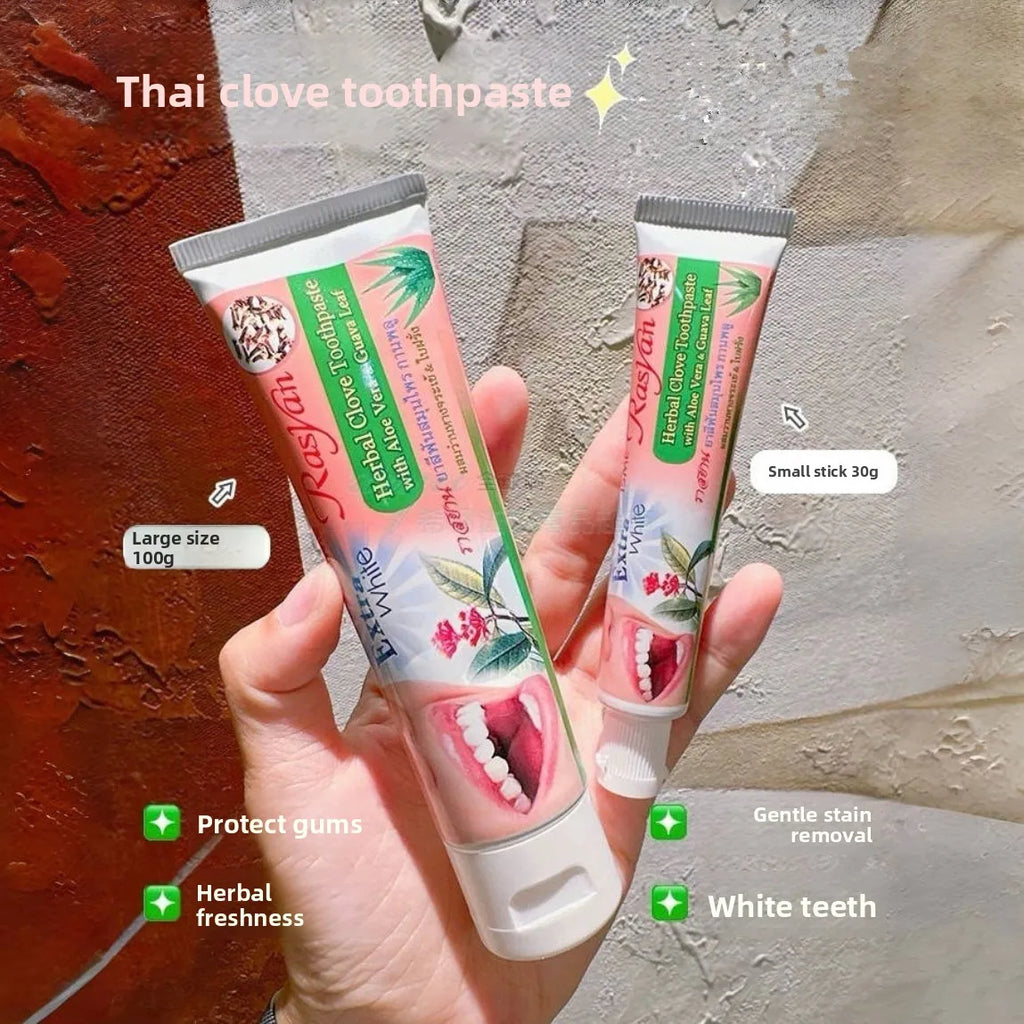 Tidesmit RASYAN herbal whitening toothpaste for removing tea and smoke stains, bad breath, and gum repair.