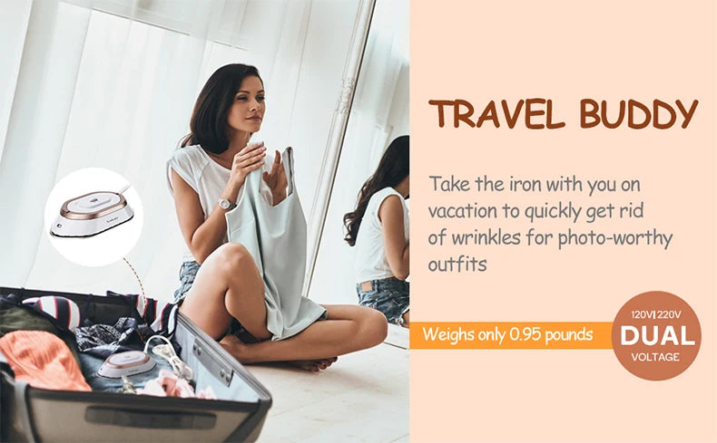 Tidesmit mini handheld travel iron showing compact lightweight dry heat press design for home and garment care
