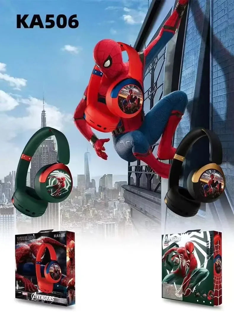 Spider Man Kids Wireless Headphones - Foldable Over-Ear Bluetooth Audio Tidesmit