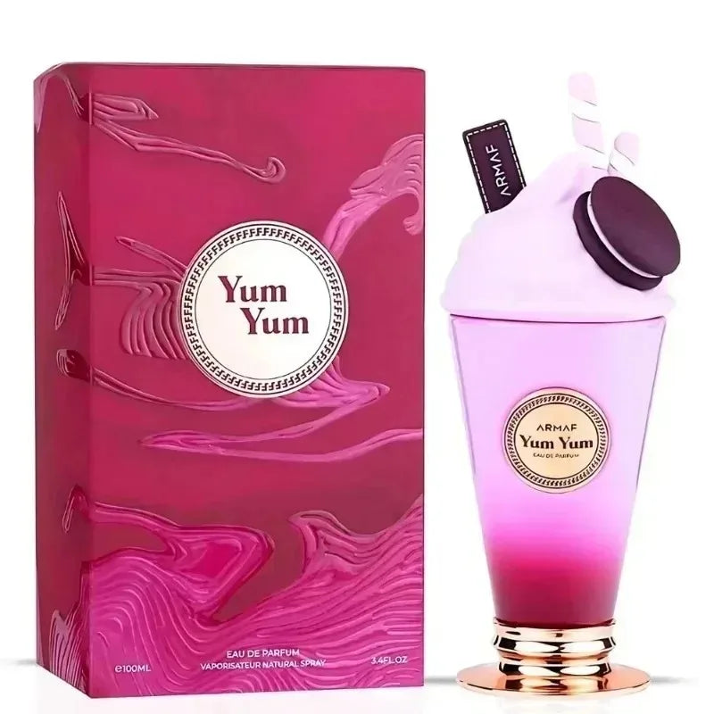 Armaf Yum Yum EDP 100ml: Sweet floral fruity women's perfume in a unique ice cream sundae bottle with cookie topper.