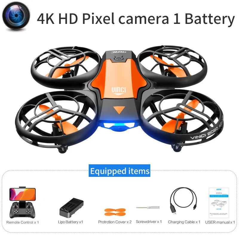 Mini 4K Camera Drone – Foldable Quadcopter for Beginners with GPS Orange 4K HD 1B Tidesmit