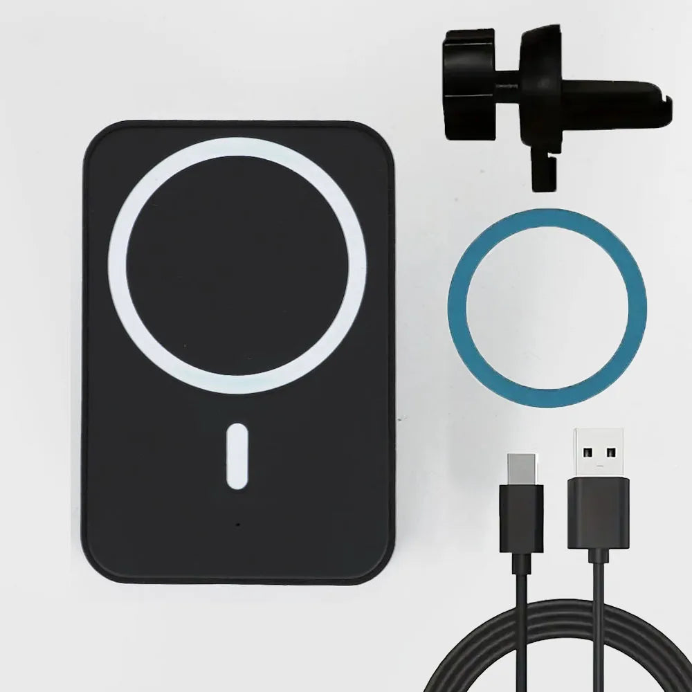 Magnetic Wireless Car Phone Charger – Fast Qi Certified Mount Black with cable Tidesmit