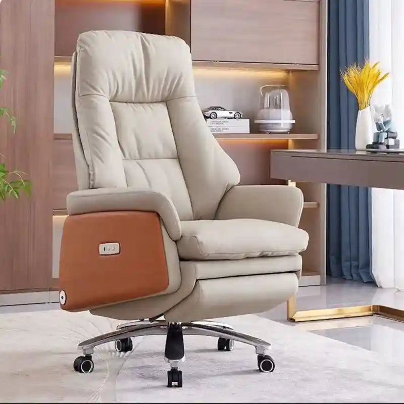 Massage Office Chair - Ergonomic Reclining Seat with Heat Therapy Massage Chairs Milky White Tidesmit