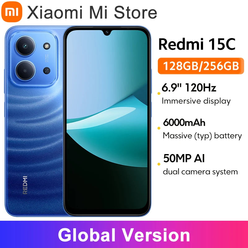 Xiaomi Redmi 15C 5G Smartphone, 6.9" 120Hz Display, 128GB NFC AE Tidesmit