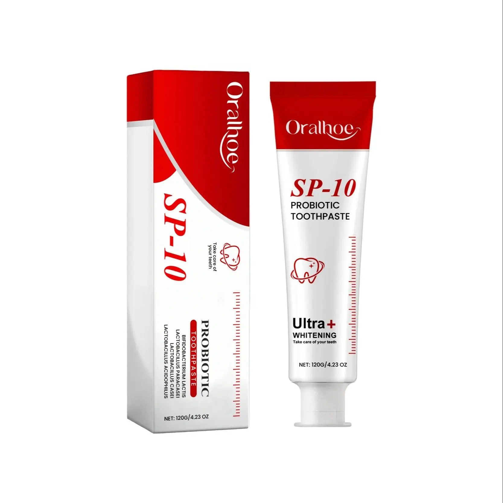 Tidesmit Sp10 probiotic toothpaste for teeth whitening, plaque removal, and improved oral gum health.