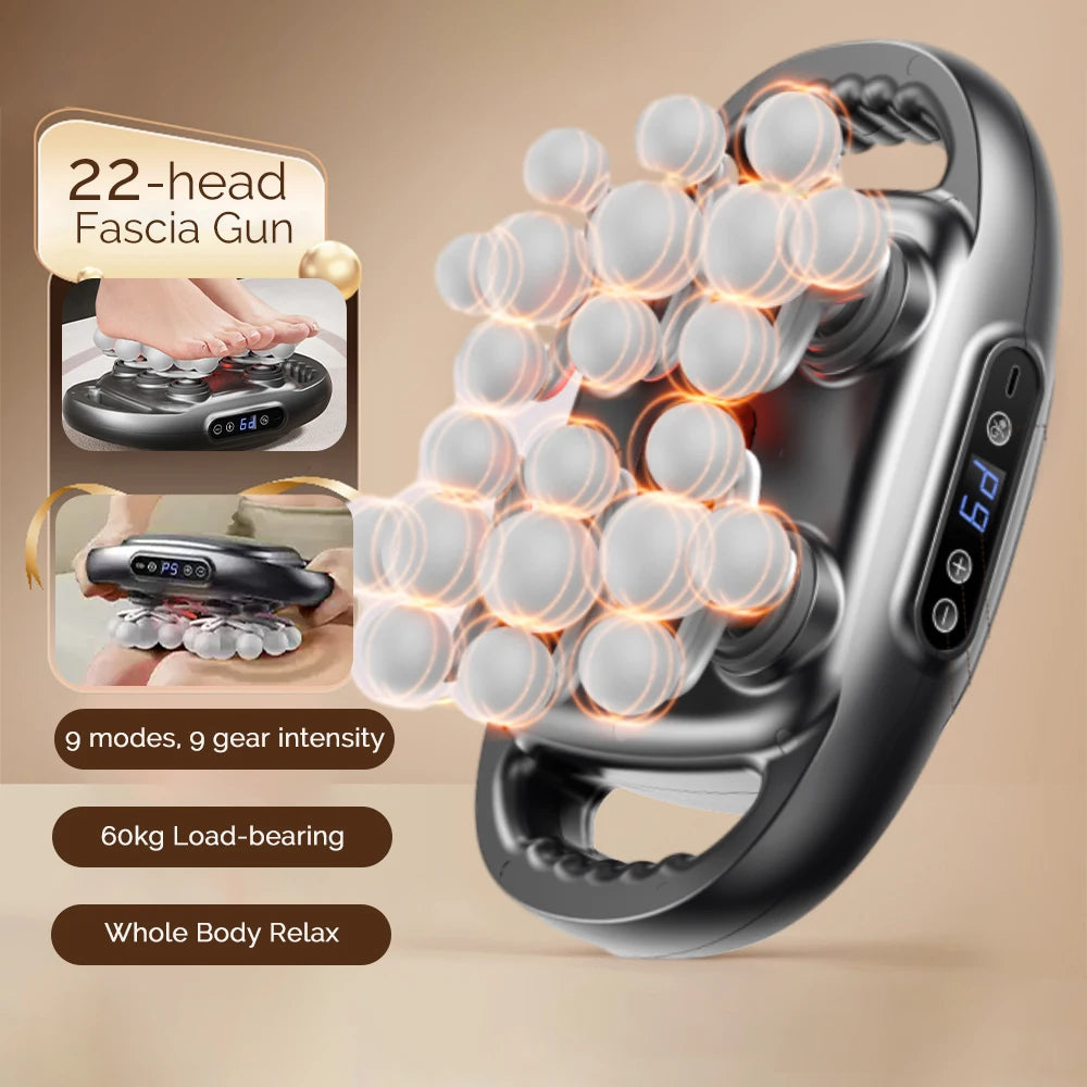 Fascia Gun 22 Head Deep Tissue Percussion Massager - Ergonomic Recovery Fascia Gun Tidesmit