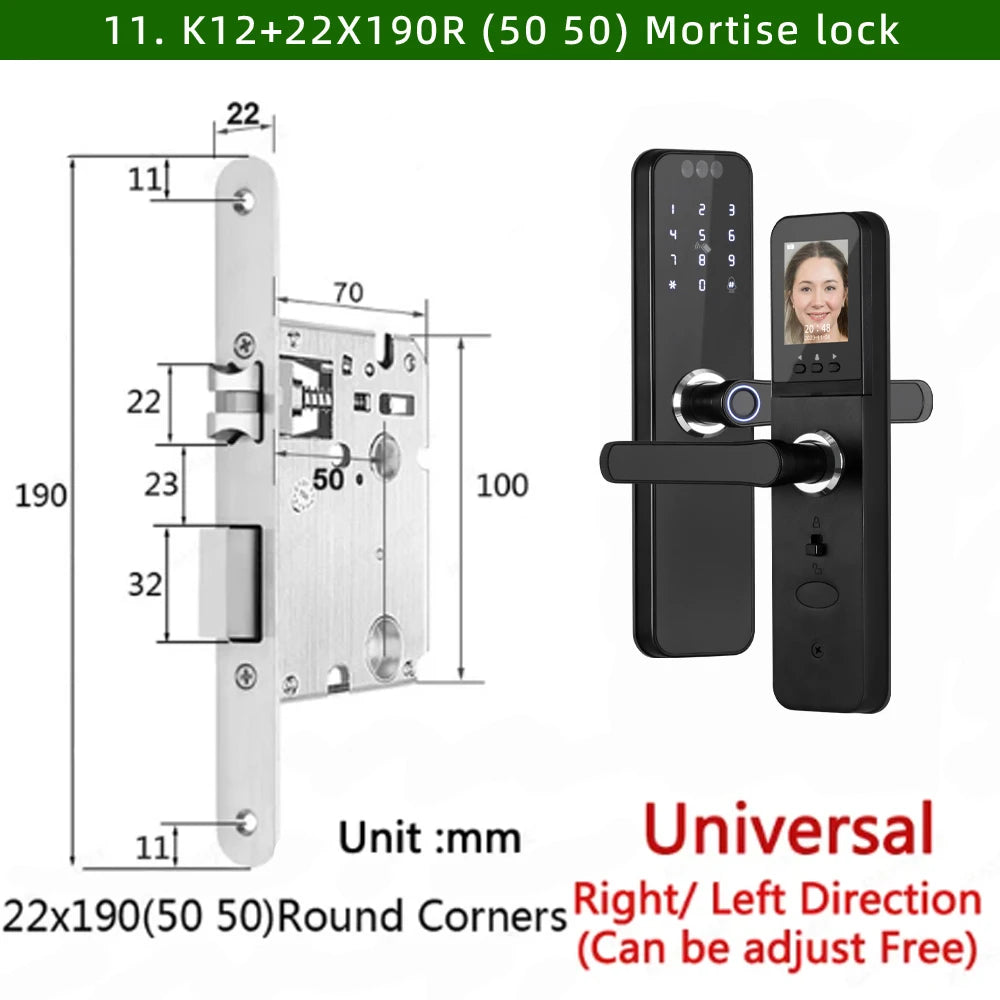 CDOK K12 Tuya WiFi smart door lock, remote unlocking, with cat-eye camera and face unlocking