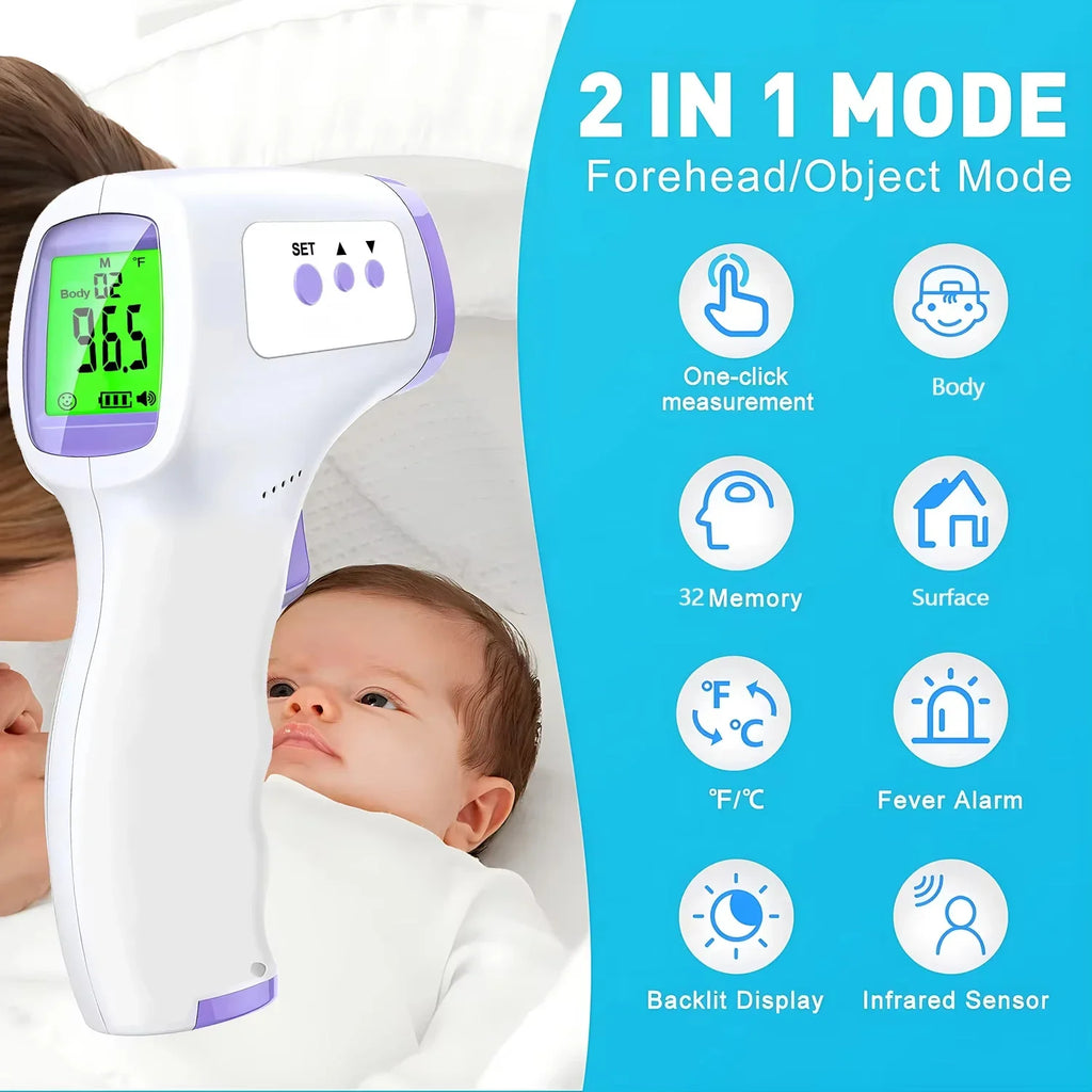 Wrist Blood Pressure Monitor LED Rechargeable English Voice Broadcast Tonometer BP Monitor Forehead Digital Thermometer