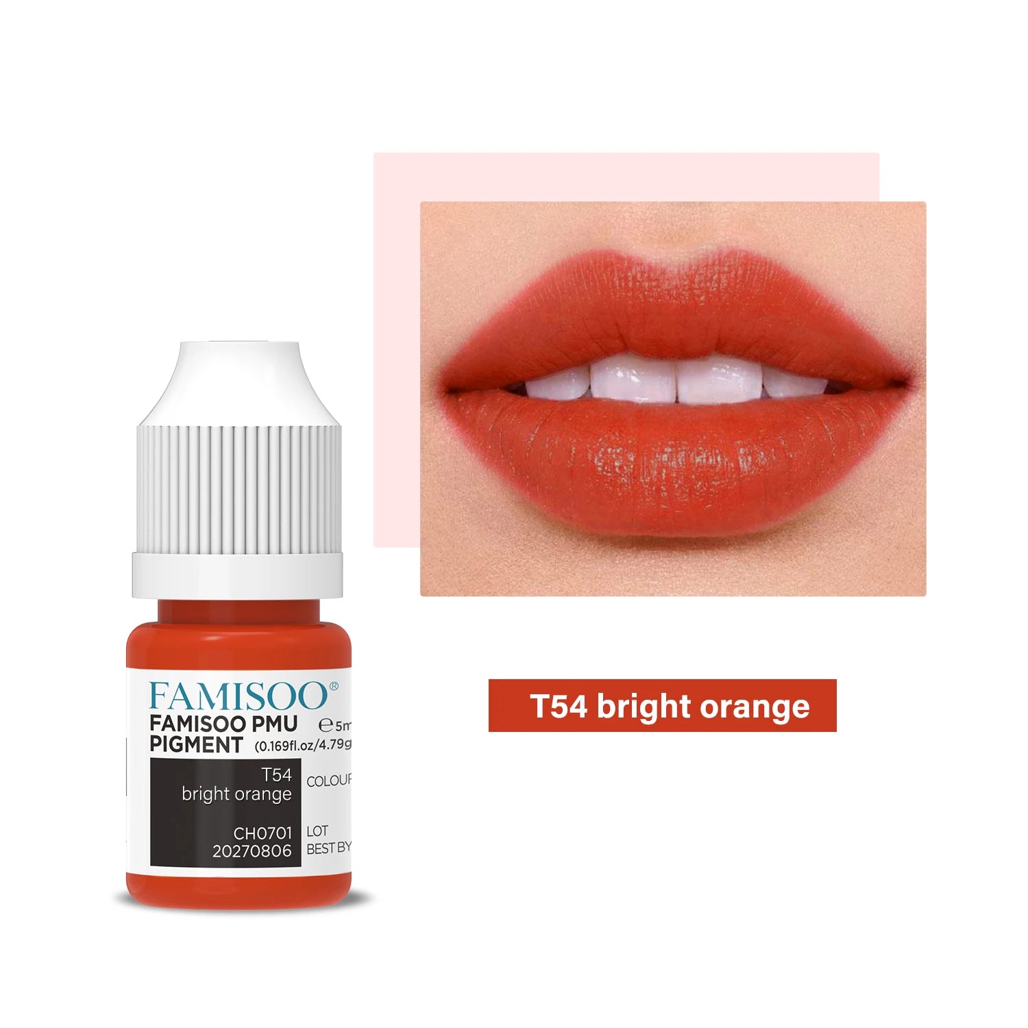 Permanent Makeup Pigment 5ml | Professional PMU Lip & Brow Ink Permanent Makeup Machines T54 Vermilion China Mainland