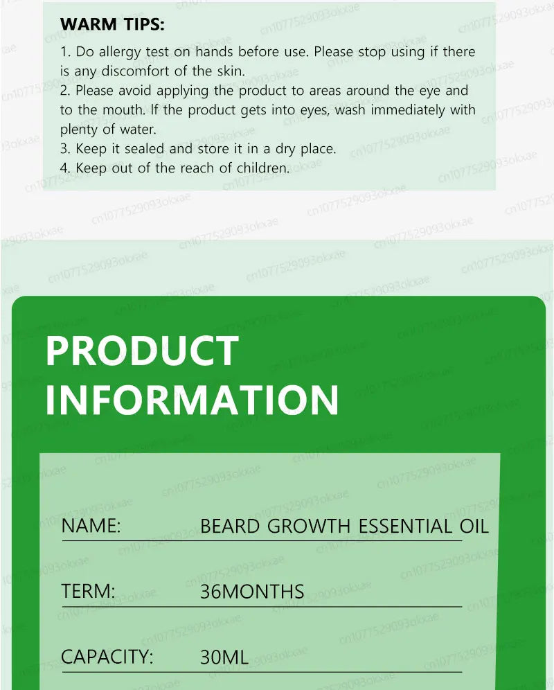 Beard Growth Essence for Thicker Facial Hair - Natural Formula Relaxation Treatment Tidesmit