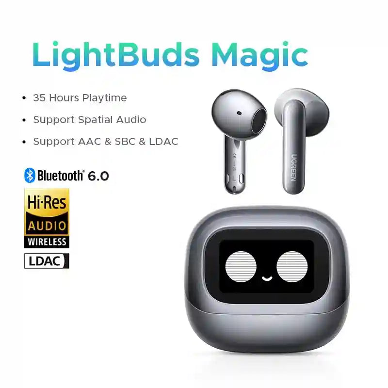 Wireless Headphones with ANC & LCD Screen - Tidesmit EchoBuds Series LightBuds Magic 1 Tidesmit