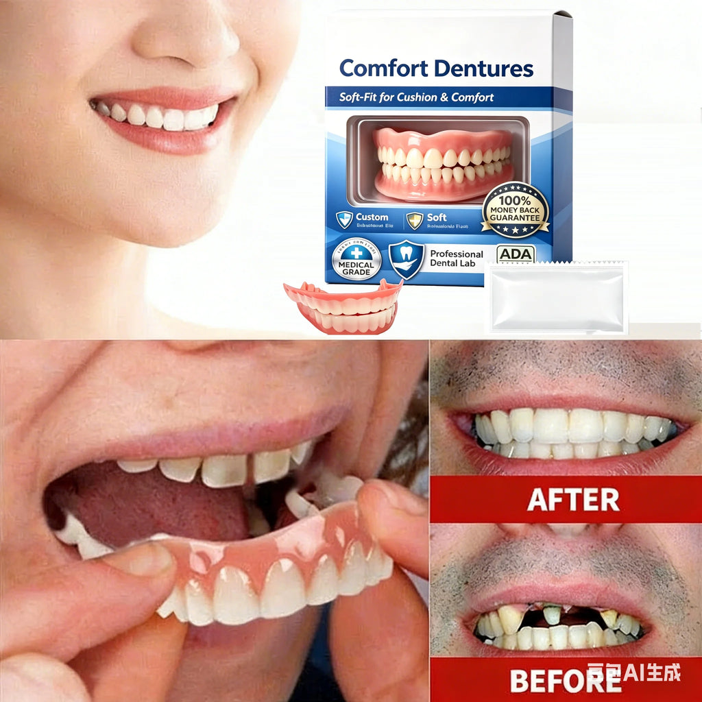 Portable adult adjustable complete denture set | Suitable for replacing missing teeth, DIY temporary denture set at home