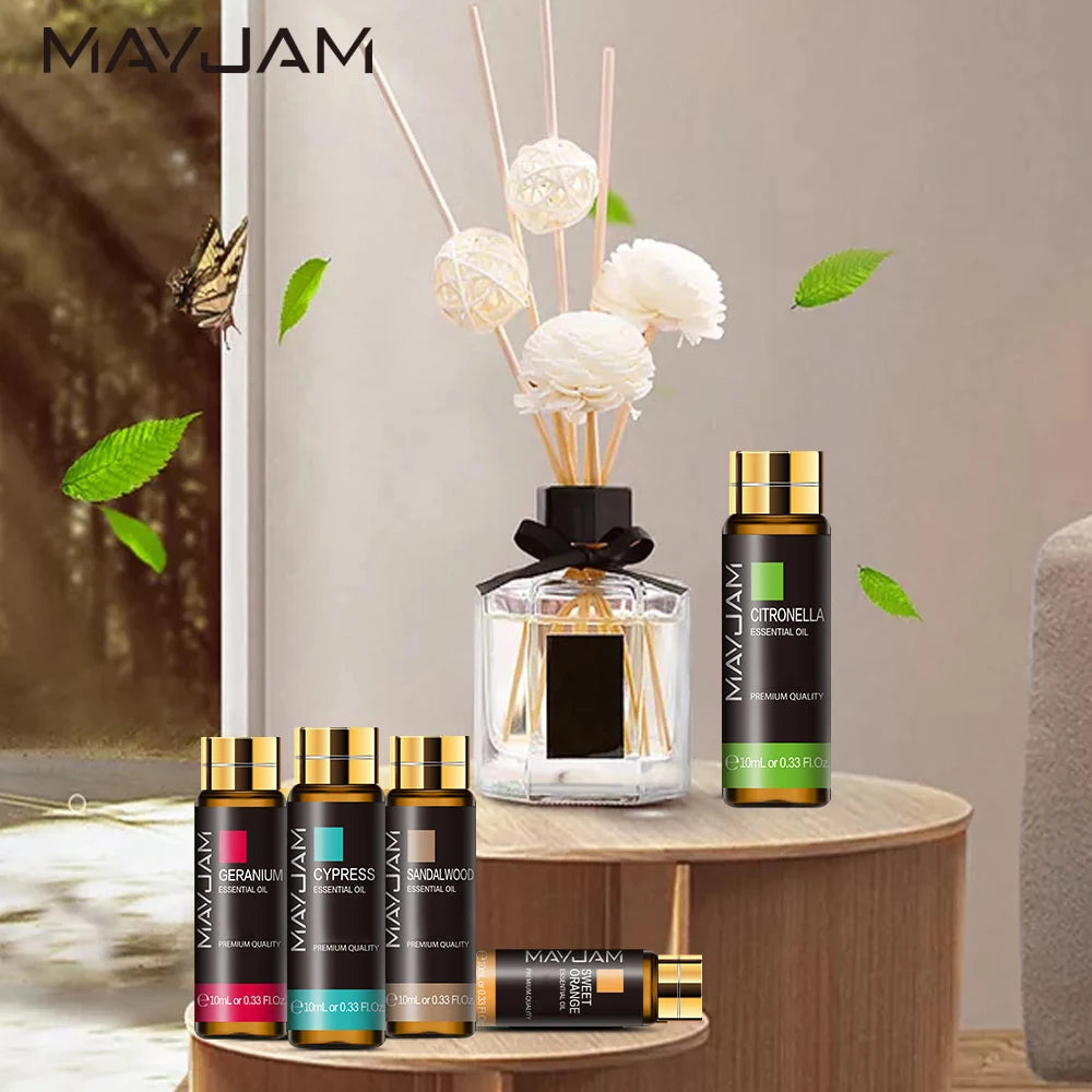 MAYJAM Lavender Jasmine Eucalyptus Vanilla Sandalwood Mint 10ml Natural Plant Essential Oil with Dropper For Diffuser Humidifier