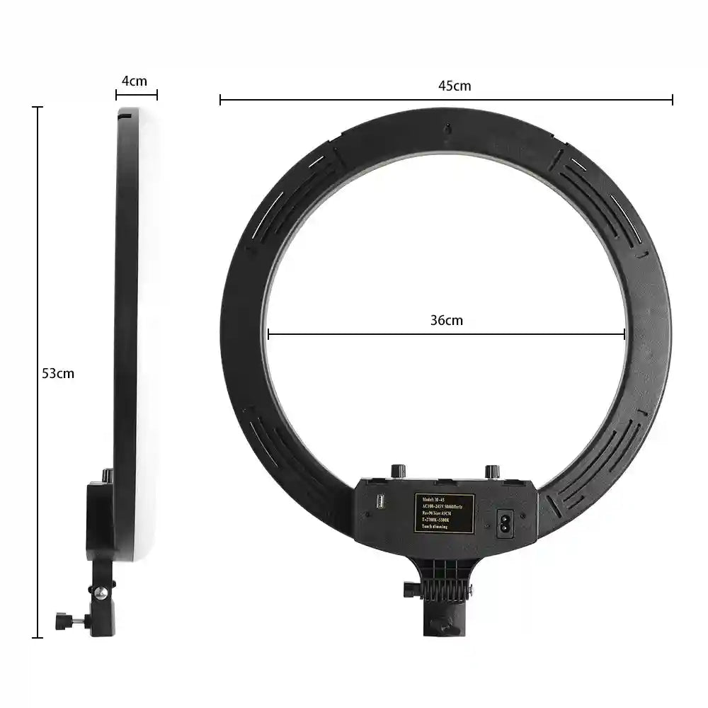 18 Inch RGB LED Ring Light with Tripod - Dimmable Studio Lighting Tidesmit