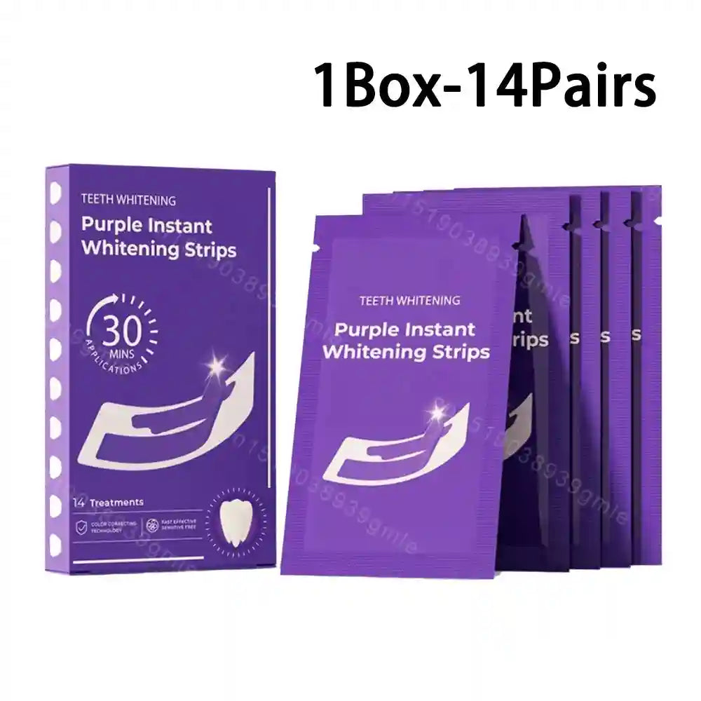 Tidesmit purple teeth whitening strips for sensitive teeth for instant color correction and brightening