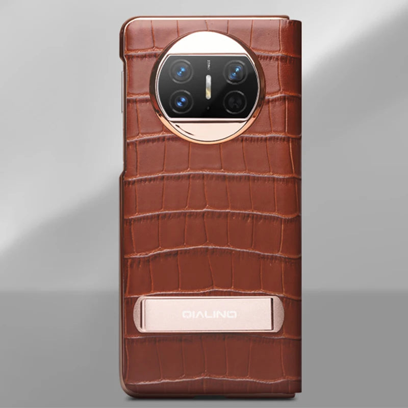 Huawei Mate X3 Genuine Leather Case with Kickstand - Brown Tidesmit